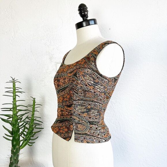 METALLIC LUREX LAME 60’s 60s Vintage Fitted Cocktail Party Evening Blouse Top S - Picture 10 of 10